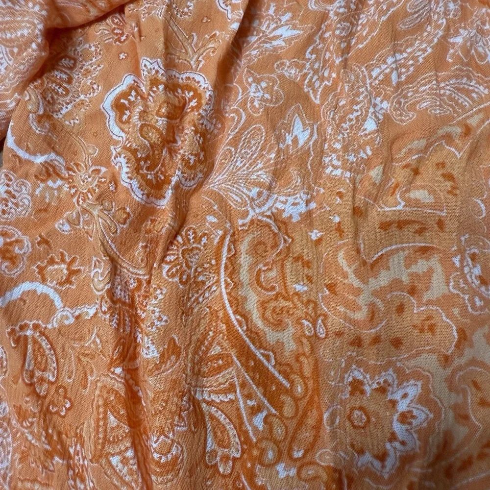 Michael Kors Large Orange Paisley Off The Shoulder Blouse Peasant Top‎